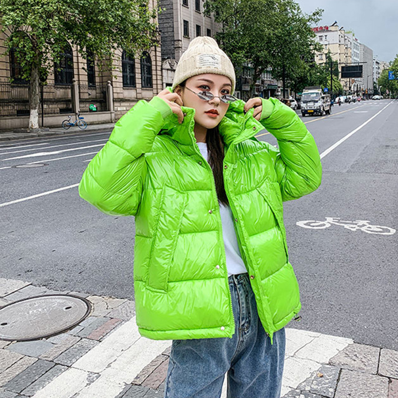 Yellow Winter Clothing - Зимняя женская куртка-парка 2026 года: глянцевая,