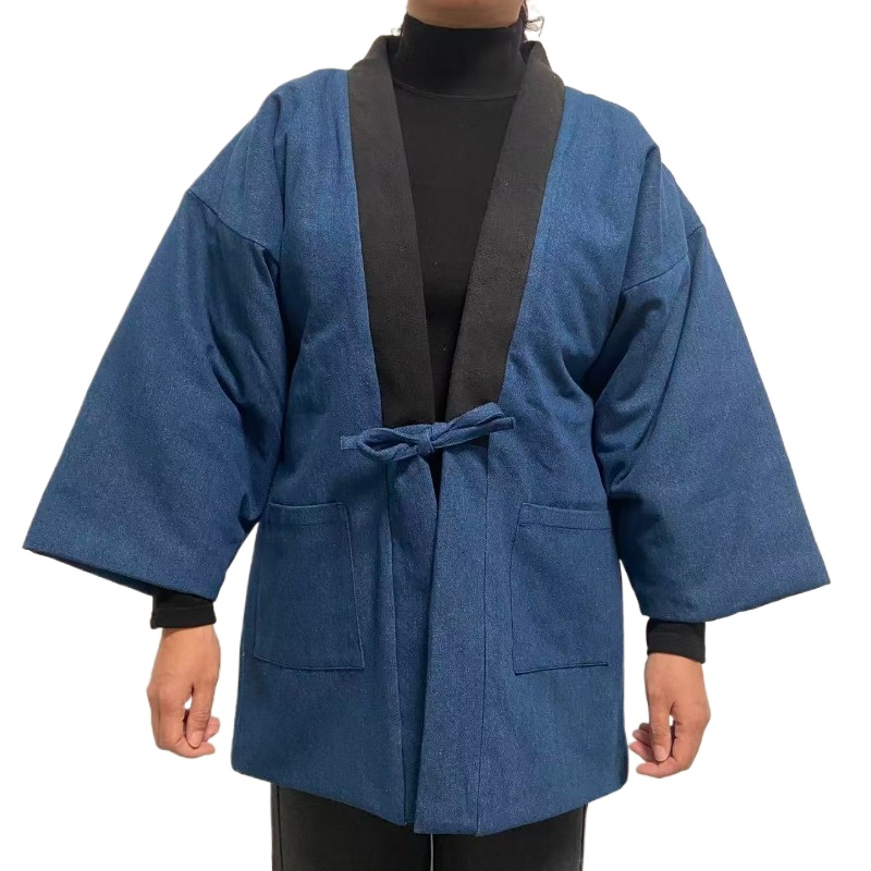 Traditional Winter Japanese Clothing - Мужская и женская джинсовая куртка Hanten,