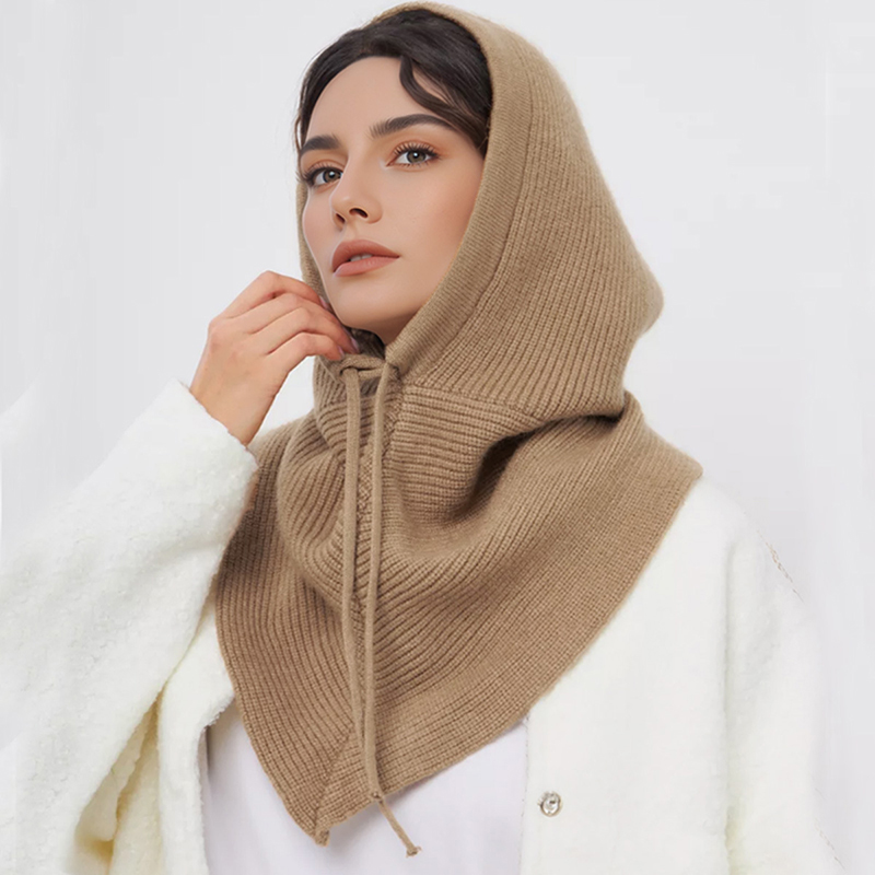 Wool Balaclava Knit - Зимняя шапка-балаклава, шарф для женщин, вязаные