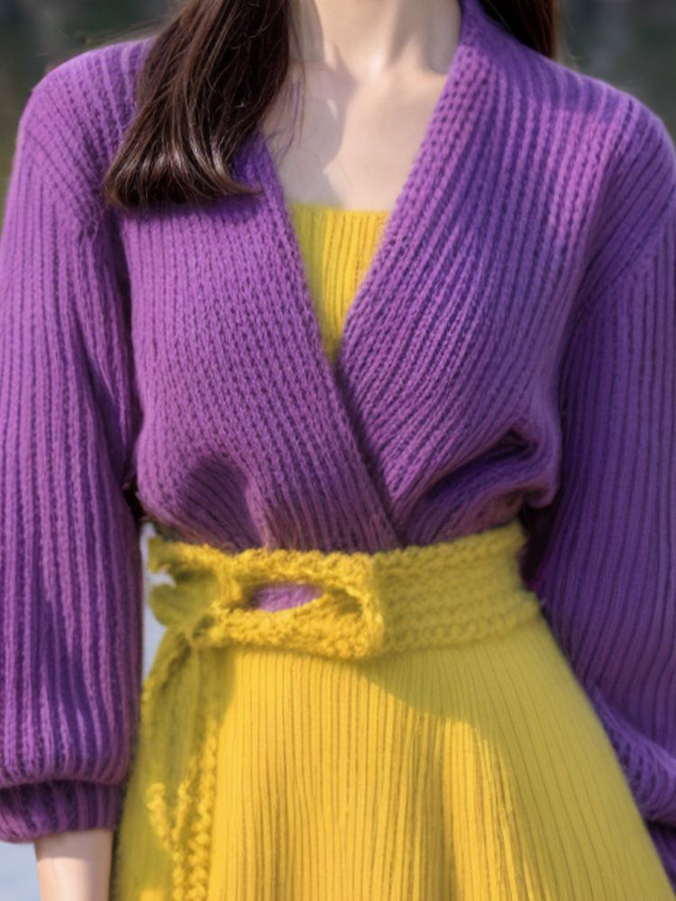Фиолетовое желтое платье-свите – обзор и цена Yellow Winter Clothing