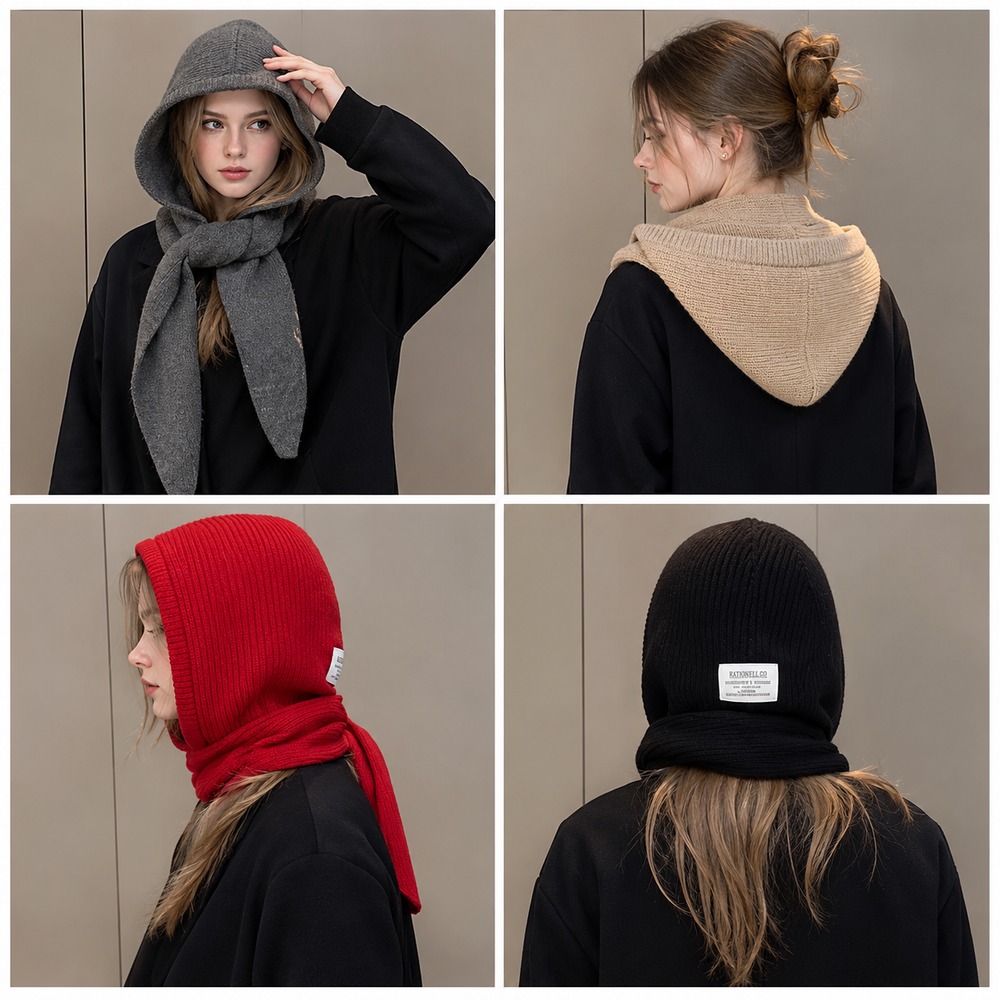 Вязаный шарф с капюшоном для ж – обзор и цена Wool Balaclava Knit